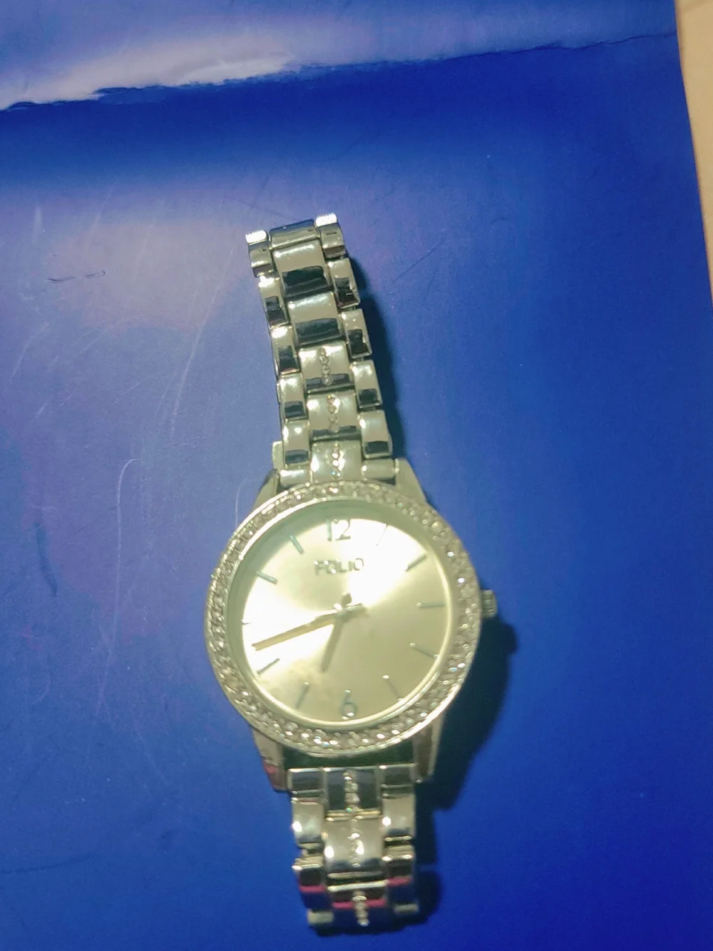 Silver-Tone Crystal Accent Women's Bracelet Watch